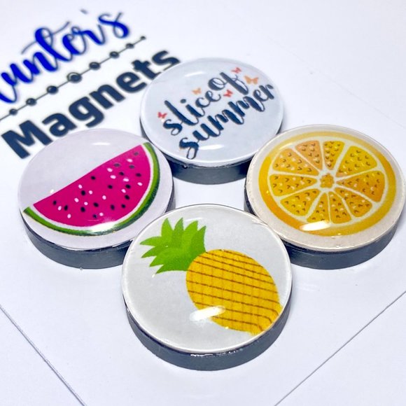Set of 4 Magnets - Slice of Summer Glass Refrigerator Kitchen Whiteboard - Picture 2 of 3